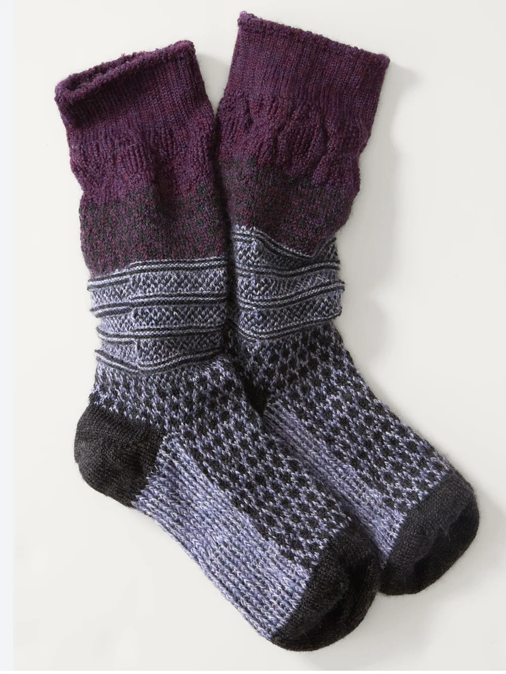 Free People X Smartwool crew Socks in Purple and Gray Pattern NWT